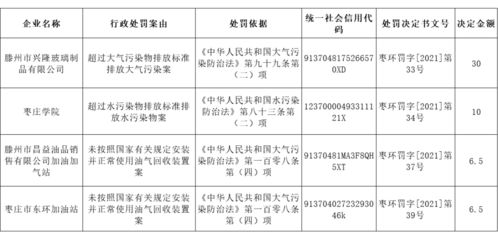 最新环保行政处罚公示,枣庄4单位企业被罚