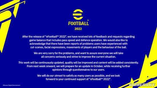 科乐美为 eFootball 道歉 并承诺将持续改进游戏