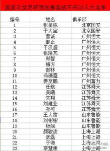 中国国足名单23人入选(国足 名单)