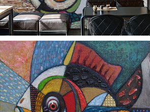 涂鸦墙绘酒吧咖啡厅油画背景墙装饰画无框画图片素材 效果图下载 