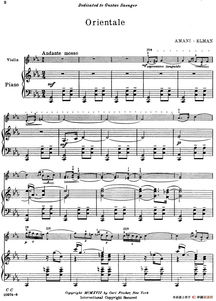 Orientale提琴谱 小提琴 钢琴伴奏 器乐乐谱 中国曲谱网 