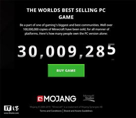 微软 我的世界 PC Java版销量超过3000万 
